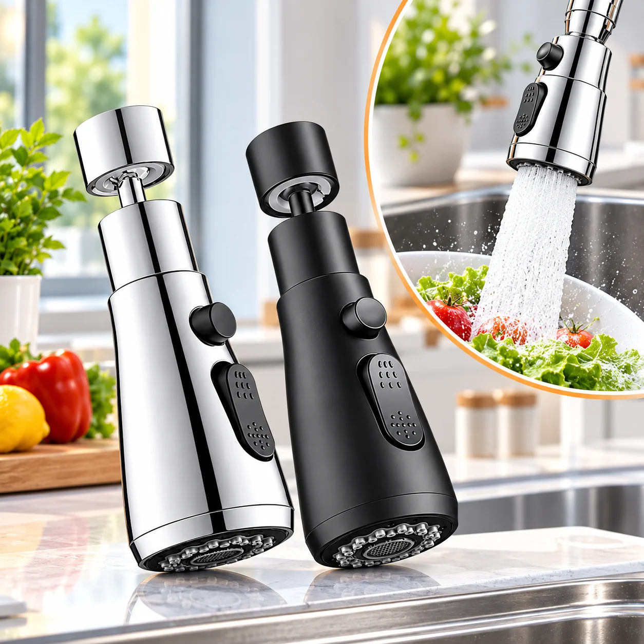 1pc Faucet Extender Rotation Sprayer Kitchen Taps Anti-Splash Tap Booster Shower and Water Saving Faucet Three Modes