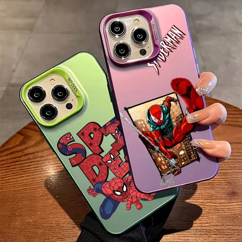 spiderman marvel anime For Apple iPhone 15 14 13 12 11 Plus Pro XR XS X Max Colorful Silver Phone Case