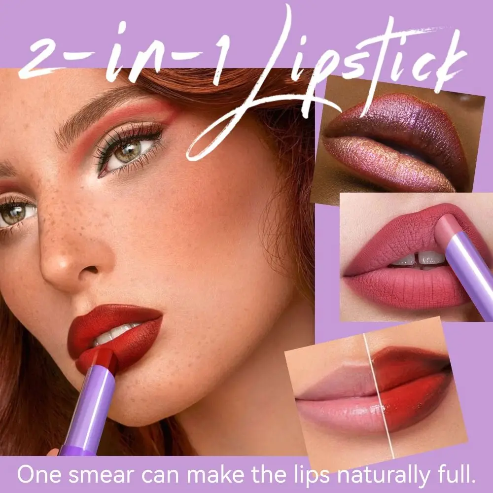 Creamy Lightweight Texture Two Tone Matte Lipstick Waterproof Long Lasting Glitter Matte Tint Lip Balm Easy To Apply