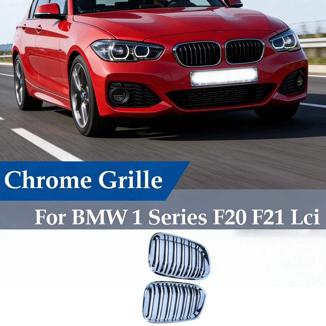 

Front Bumper Chrome Silver Frame Grill Black Center Grille For BMW 1 Series F20 F21 Facelift 2015-2019 116d 118d 120d 125d M135