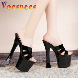 17.5CM Super High Heels Pumps Sexy Model Thick Platform Sandals Europe And America Party Fashion Slippers New Summer Women Shoes