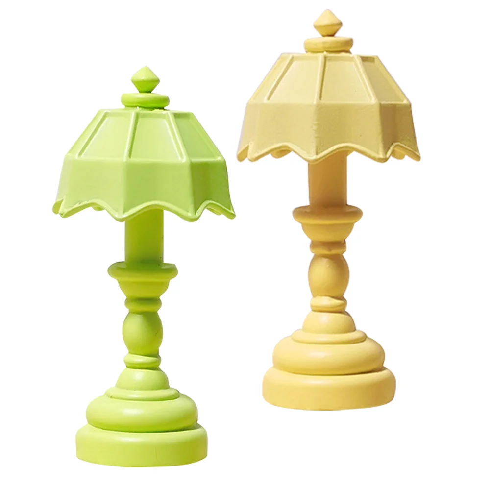 

2 Pcs Lighting Toy Model House Bedside Lamp Miniature Table 430X180X180CM Alloy DIY Dollhouse Decorative