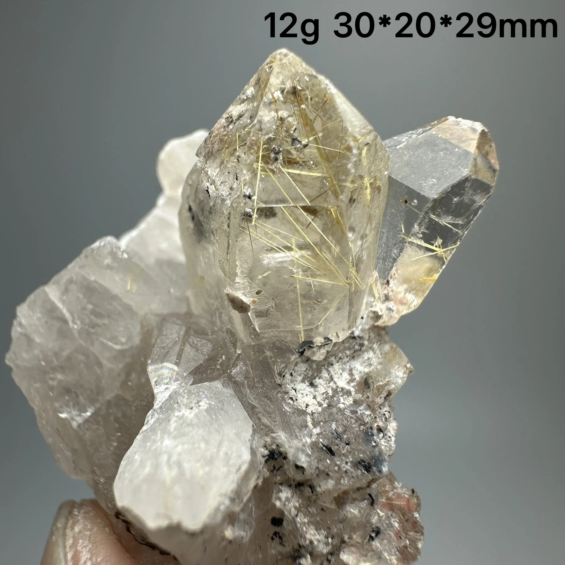 Natural crystal Brazil Gold Rutilated Quartz Hair Crystal and specular hematite symbiosis Mineral Specimen Home decoration