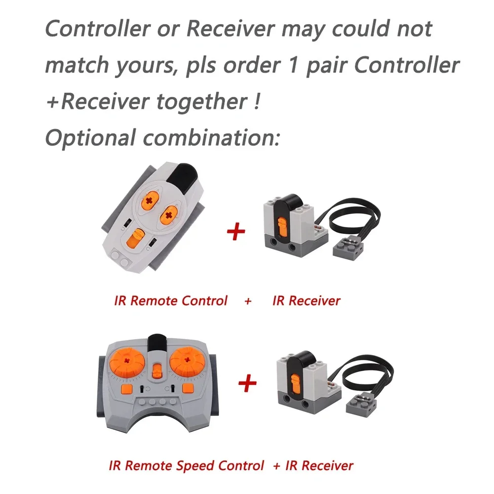 قطع غيار MOC Power Functions: محرك سيرفو تقني M للعربات الصغيرة، مجموعة طاقة معدلة للتحكم عن بعد بالأشعة تحت الحمراء، صندوق بطارية ليثيوم 9686
