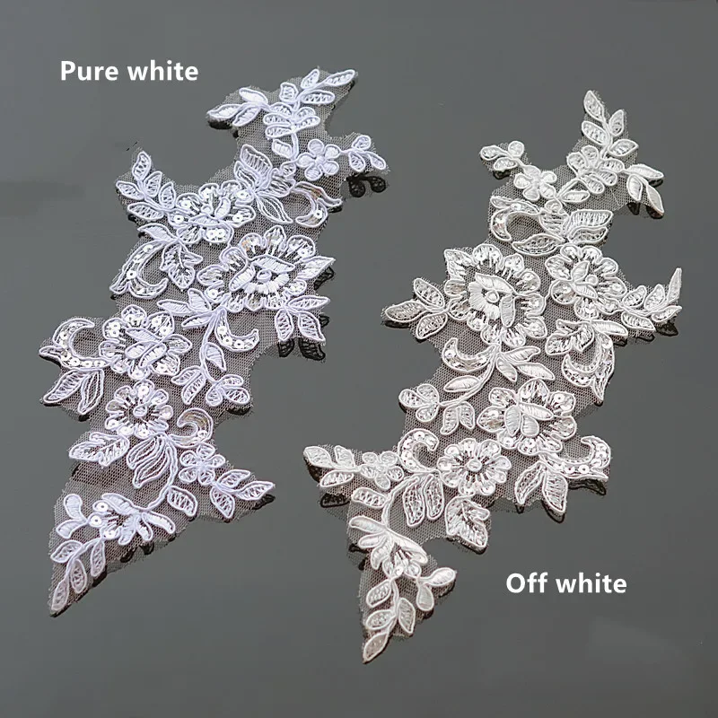 10 Pairs   25color New  Border Lace Mirrored Flowers Wedding Dress Wedding Shoes Headdress DIY Weeding Dress Sewing  Accessories