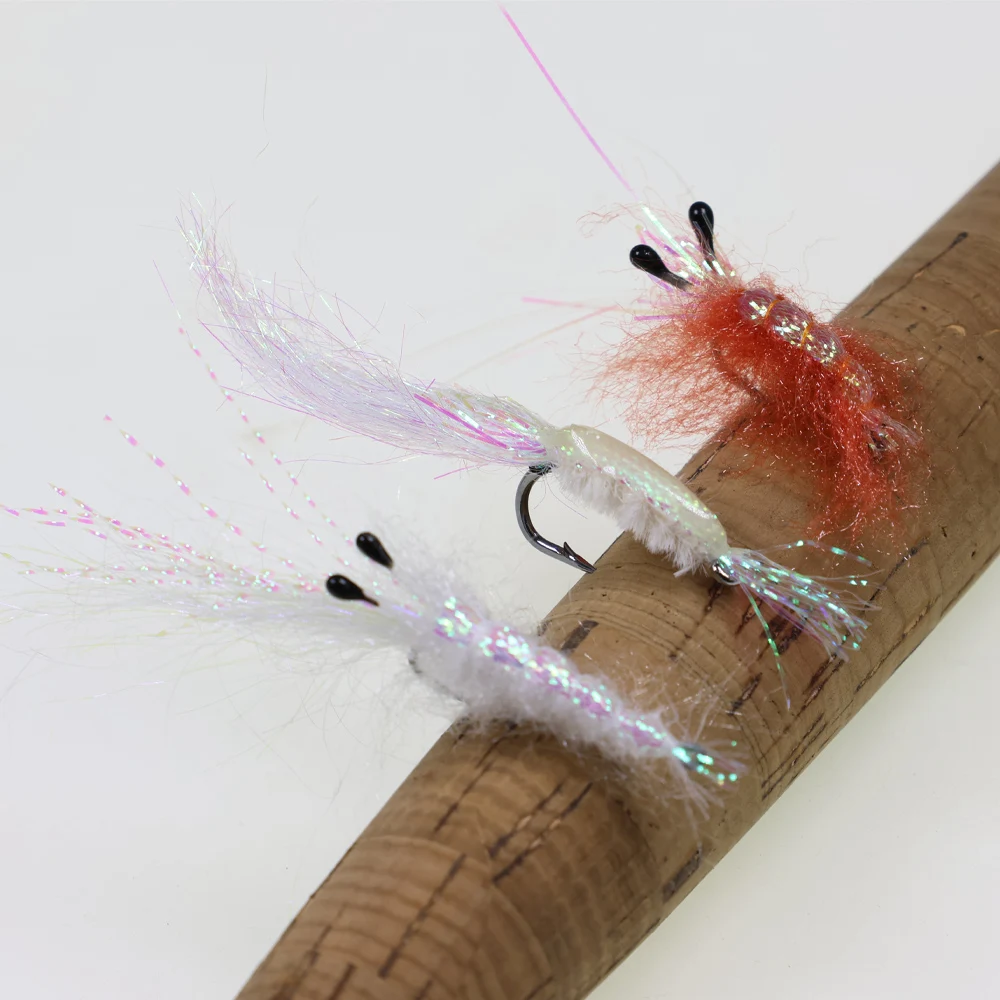Bimoo 4 Stück 6 Stück # 4 # 6 # 8 Süßwasser-Salzwasser-Garnelen-Fliegen, schnell sinkende Scud-Fliegen für Bonefish, Redfish, Forellen, Karpfen – Angelköder – Detail 5