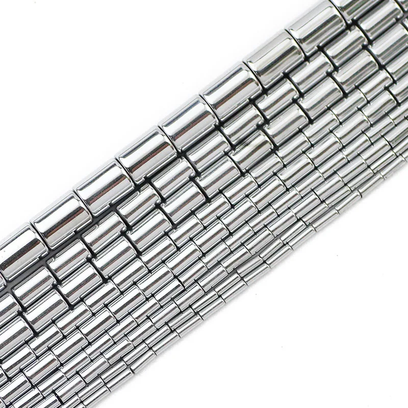 Rectangle Cylinder Silvery Hematite Natural Stone 2/3/4/6/8/10/13mm Loose Beads Spacer For Jewelry DIY Bracelet Accessories