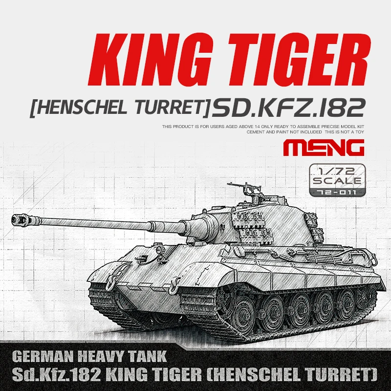 MENG Plastik-Bausatz 72-011 Deutscher Schwerer Panzer Königstiger Henschel Turm Typ 1/72
