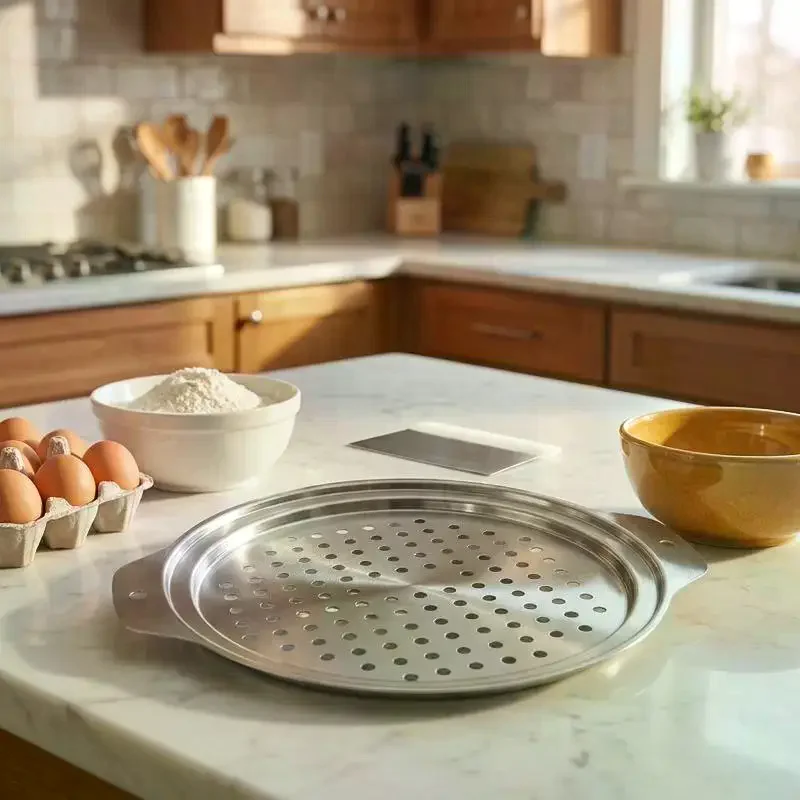 Stainless Steel Spaetzle Maker Lid With Scraper Traditional German Egg Noodle Maker Pan Pot Spaghetti Strainer