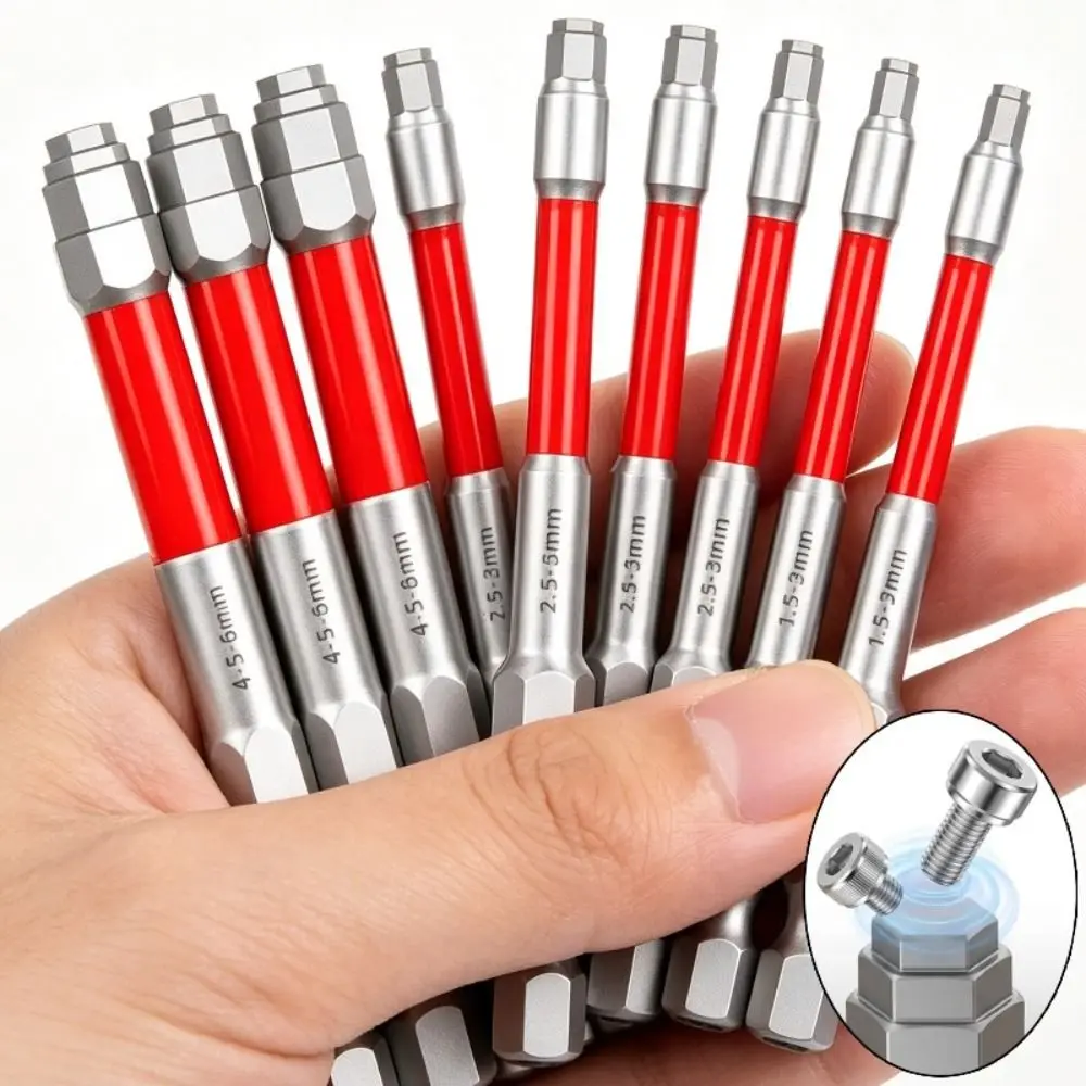 Alloy Steel Screwdriver Bit High Torque Impact Resistant Electric Screwdriver Bit HRC60 Hardness 6.35mm Hex Shank Hex Bit Set