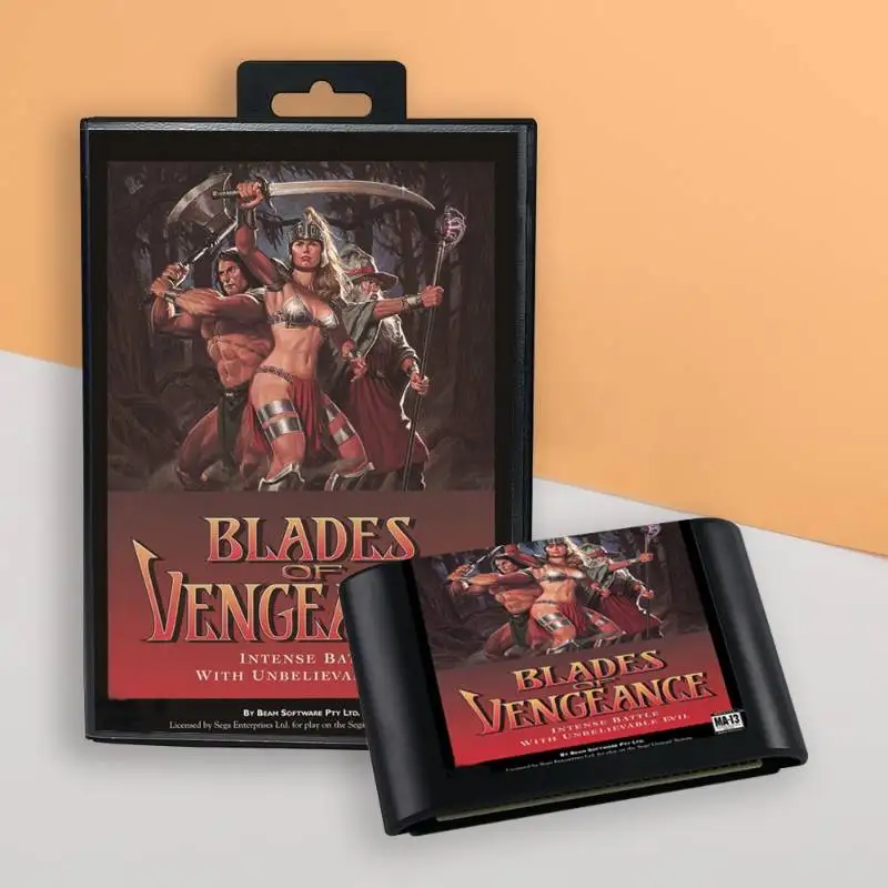 for Blades of Vengeance US cover 16bit retro game cartridge for Sega Genesis Megadrive video game consoles