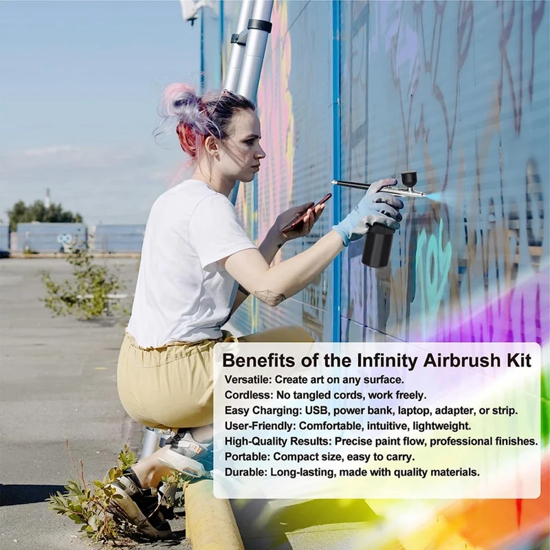 Airbrush Kit - Rechargeable Handheld Airbrush Compressor, Professional Cordless Auto AirbrushGun, for Nail Art, Makeup B-ABVK