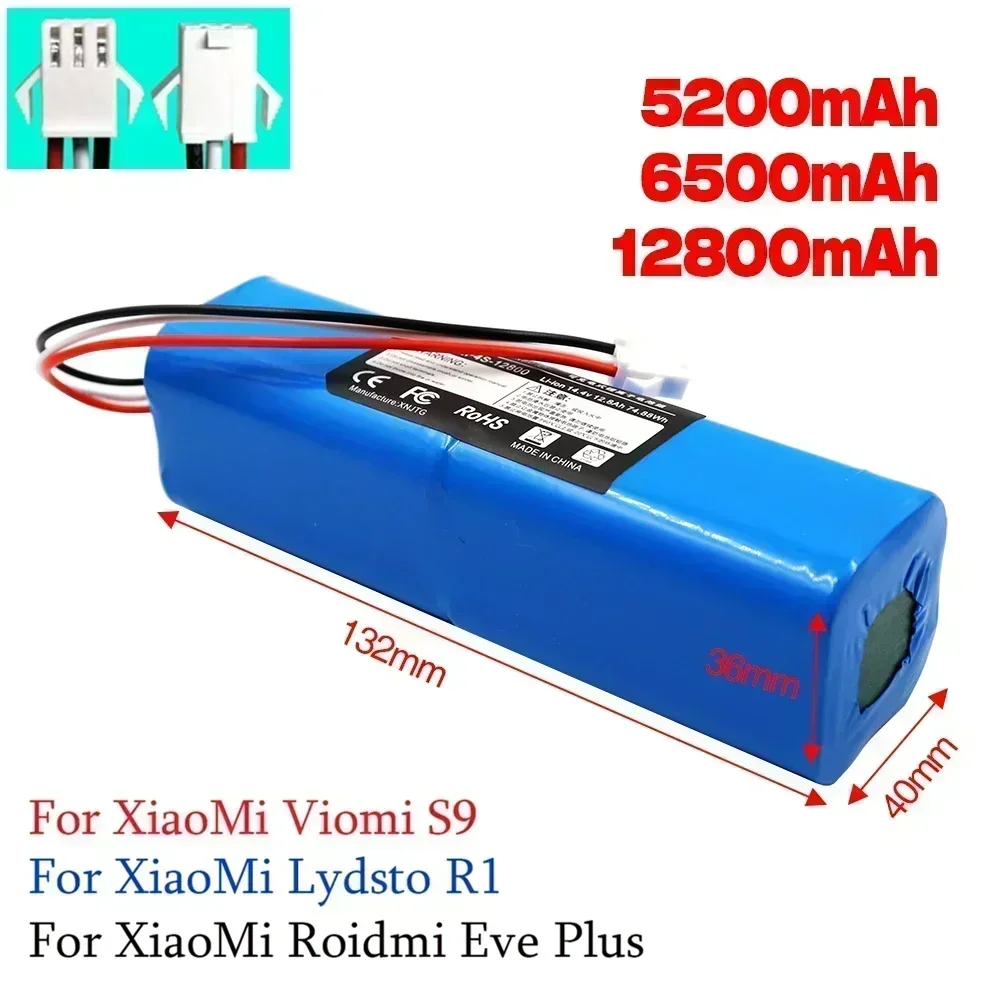 

Replacement For XiaoMi Lydsto R1 Roidmi Eve Plus Viomi S9 Robot Vacuum Cleaner Battery Pack Capacity 12800mAh Accessories Parts