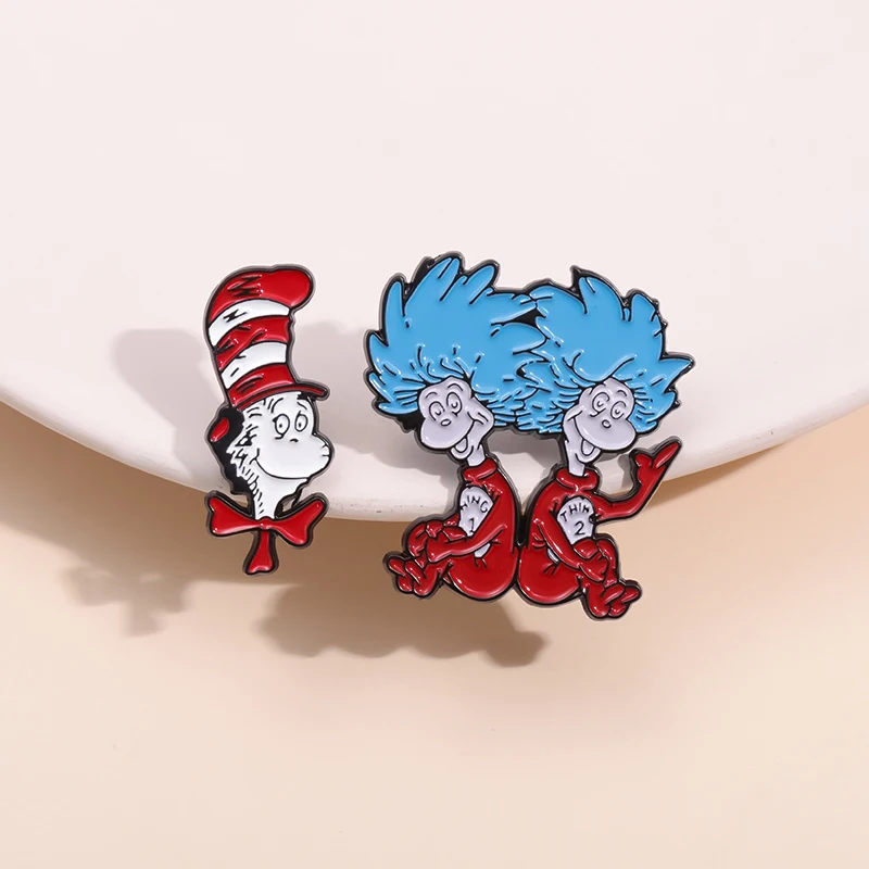 Broches en émail de Collection de personnages de films de dessins animés, broches métalliques personnalisées Dr. Seuss pour vêtements, sac à dos, Badges à revers, bijoux cadeaux