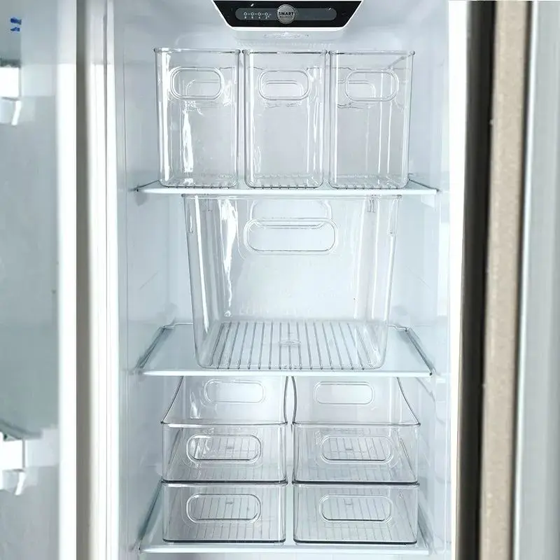 Transparent Refrigerator Storage Box Drawer Style Organizer Box Preservation Cold Storage Basket PET Material for Kitchen Use