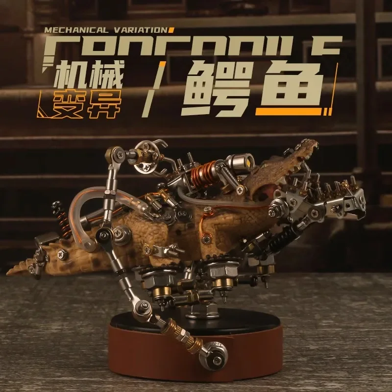 Mechanical mutation crocodile 3D three-dimensional metal assembly building block puzzle model toy decoration birthday gift