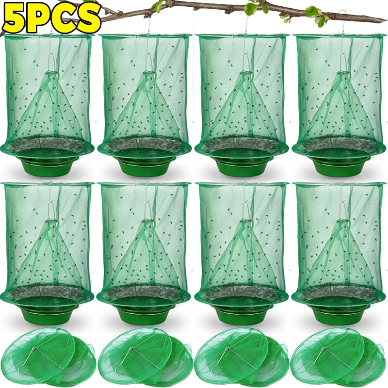 Foldable Hanging Fly Mesh Cages Orchard Garden Flies Mosquitoes Catcher Killer Farm Yard Pest Control Outdoor Fly Traps Tools