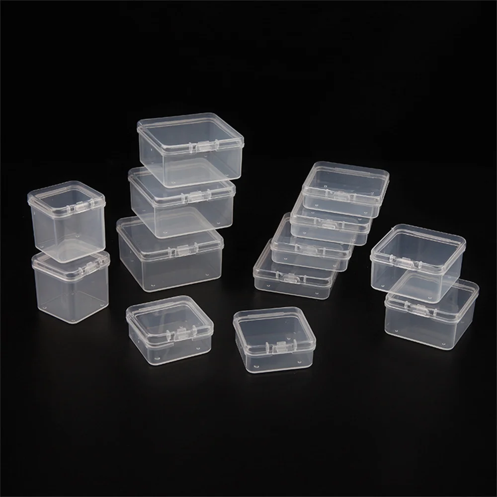 Mini Boxes Rectangle Clear Plastic Nail Drill Bit Holder Storage Case Milling Cutter Box Manicure Empty Display Holder Container