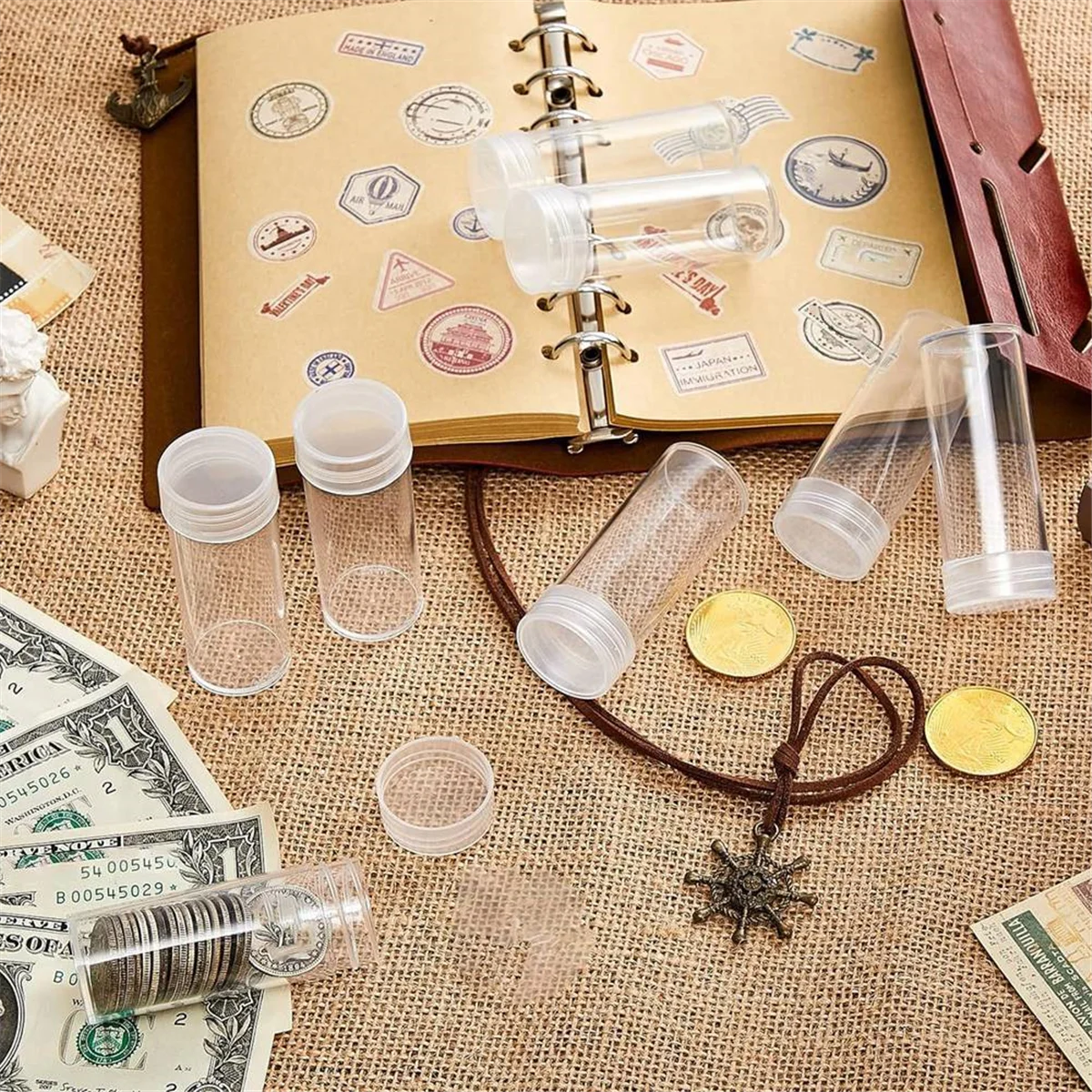 

A08R Coin Storage Tube, Plastic Coin Tube, Commemorative Coin Protection Tube, Whole Roll Loose Coin Tube (30 Pieces)