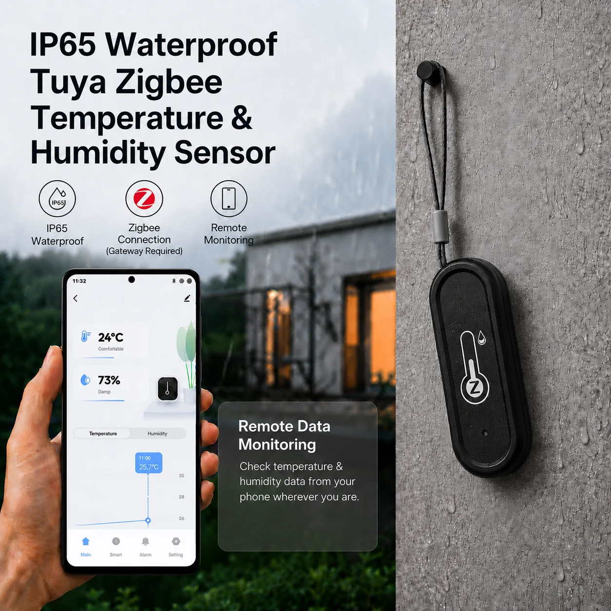Tuya IP65防水Zigbee温度湿度センサー屋外センサ - Smart Home News のレビューと価格