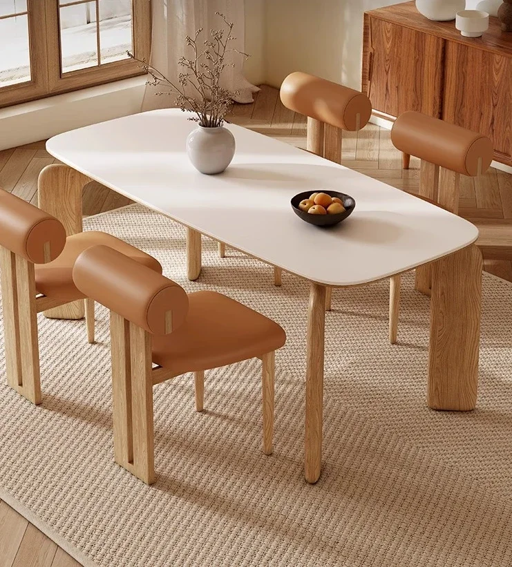 

ld 38Nordic retro style solid wood designer long dining table small apartment Italian oval dining table