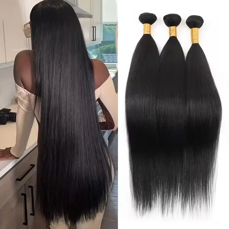 

26-дюймовые пучки человеческих волос 10А, бразильские необработанные пучки волос, 30-дюймовые прямые пучки человеческих волос, наращивание волос