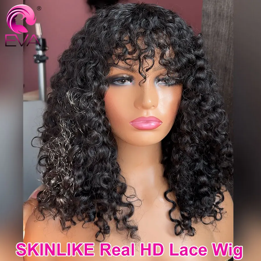 إيفا الشعر مجعد هامش HD الدانتيل الباروكة شعر الإنسان غلويليس HD الدانتيل إغلاق شعر مستعار قبل قطعها ابيض عقدة 13x6 HD الدانتيل الباروكات الأمامية