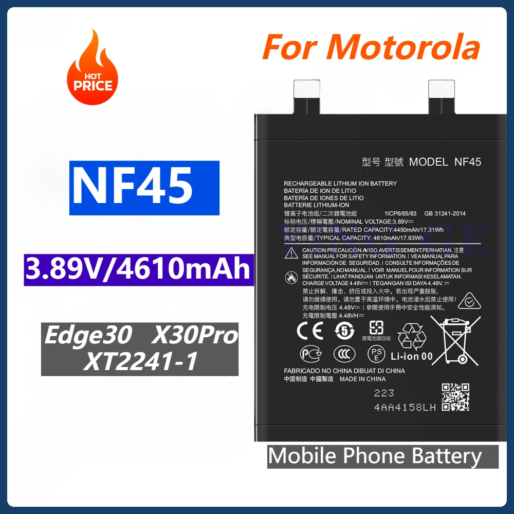 New 4610mAh NF45 Battery for Motorola Moto X30 Pro XT2241-1 Mobile Phone Batteries Capacity  Batteria