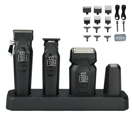 3-in-1 Professional Barber Hair Clipper Kit Rechargeable Cordless Multispeed Custom Logo Salon Hair Cutting Machine