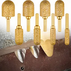 1pc 8-25mm Diamond Grinding Head 6mm Shank Rotary File Iron Steel Burr Polish Bit For Glass Stainless Steel Stone Rotary Tool