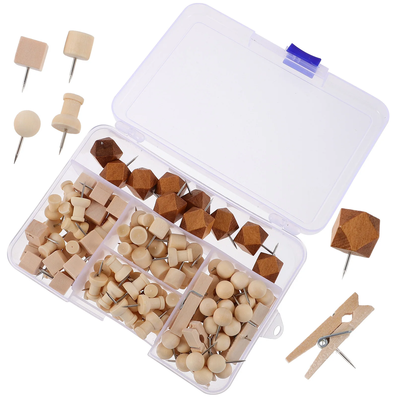 Multi-Function Wood Pushpins Replaceable Thumb Tacks Convenient Pushpins for Bulletin Board Photo Wall Office Desk