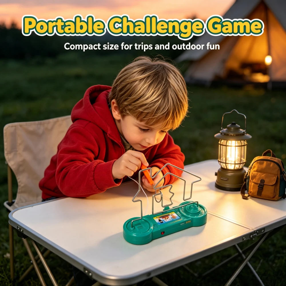 1pc Electric Wire Loop Game, Steady Hand Buzzer Maze for Focus Training, Hand-Eye Coordination Challenge Toy with Sound & Light, Interactive Desk Game Gift