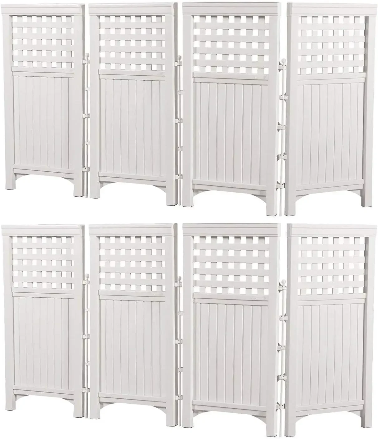 Outdoor Patio Garden 8 Panel Yard Screen Enclosure Gated Fence, White