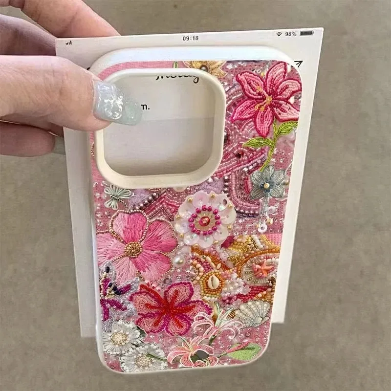 Air Floral Lichee leather pattern Phone Case For Samsung S26 S25 S24 S23 S22 S21 S20 S10 Plus FE Ultra 4G 5G Shockproof Cover