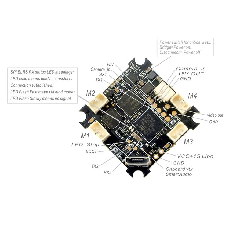 HappyModel Crazy F405 HD ELRS 1-2S AIO FC / SuperX HD ELRS 1-2S AIO FC ELR / Crazybee F4 Lite 1S FC / Elrs F4 2g4 Aio 5 in 1 FC
