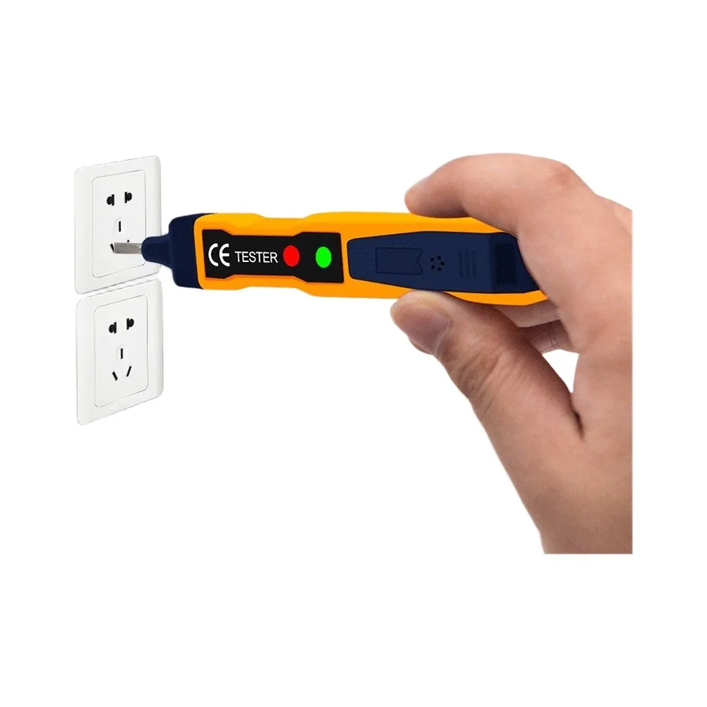 Inductive Test Pen for AC Circuits with Green for Red LED Status Lights and Electromagnetic Buzzer Alarm 1000V CAT IV Certified