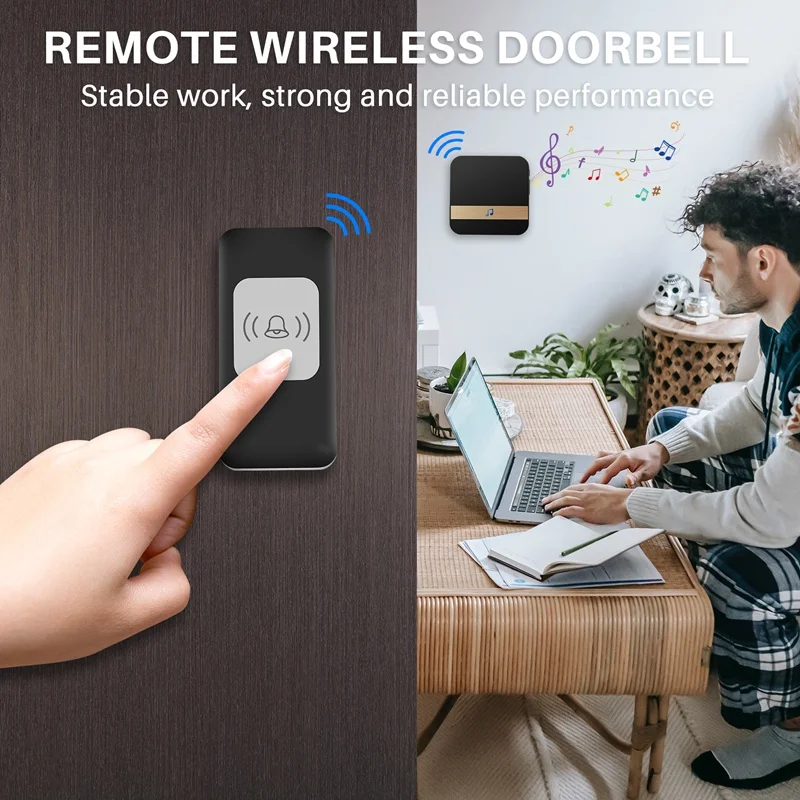 Remote Wireless Doorbell 300M Long Distance Automatic Call Bell Intelligent Electronic Waterproof Bells Smart Home Accessories(E