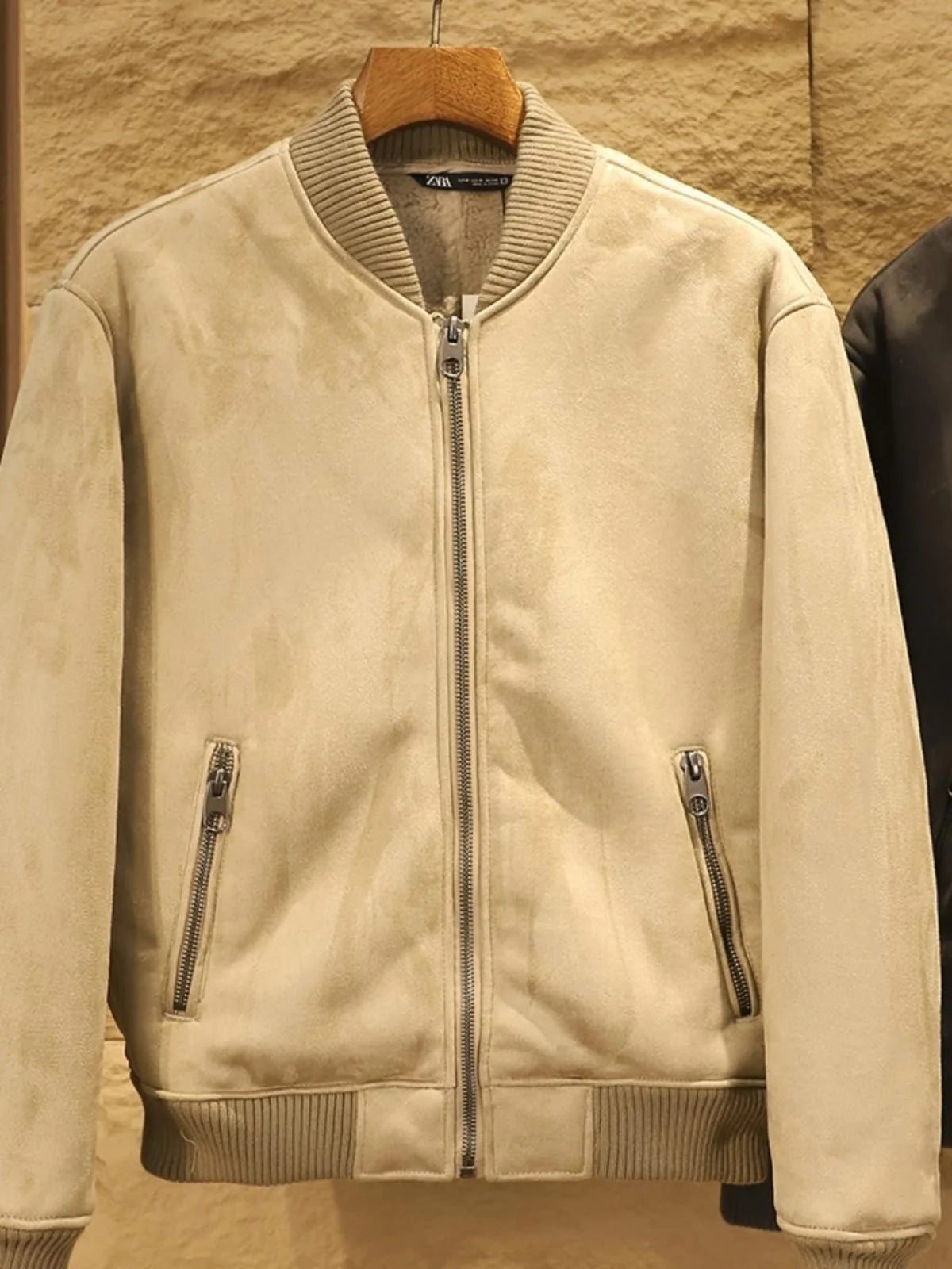 

High-End Suede Leather Baseball Collar Jaet Thiened Floing Warm Men's Storefront 799 plus Inteated Fur And Skin