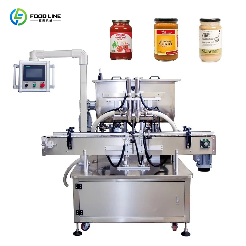 Double Head Rotor Pump Filling Machine Automatic For Curry Paste Ketchup Bottle Sauce Filling