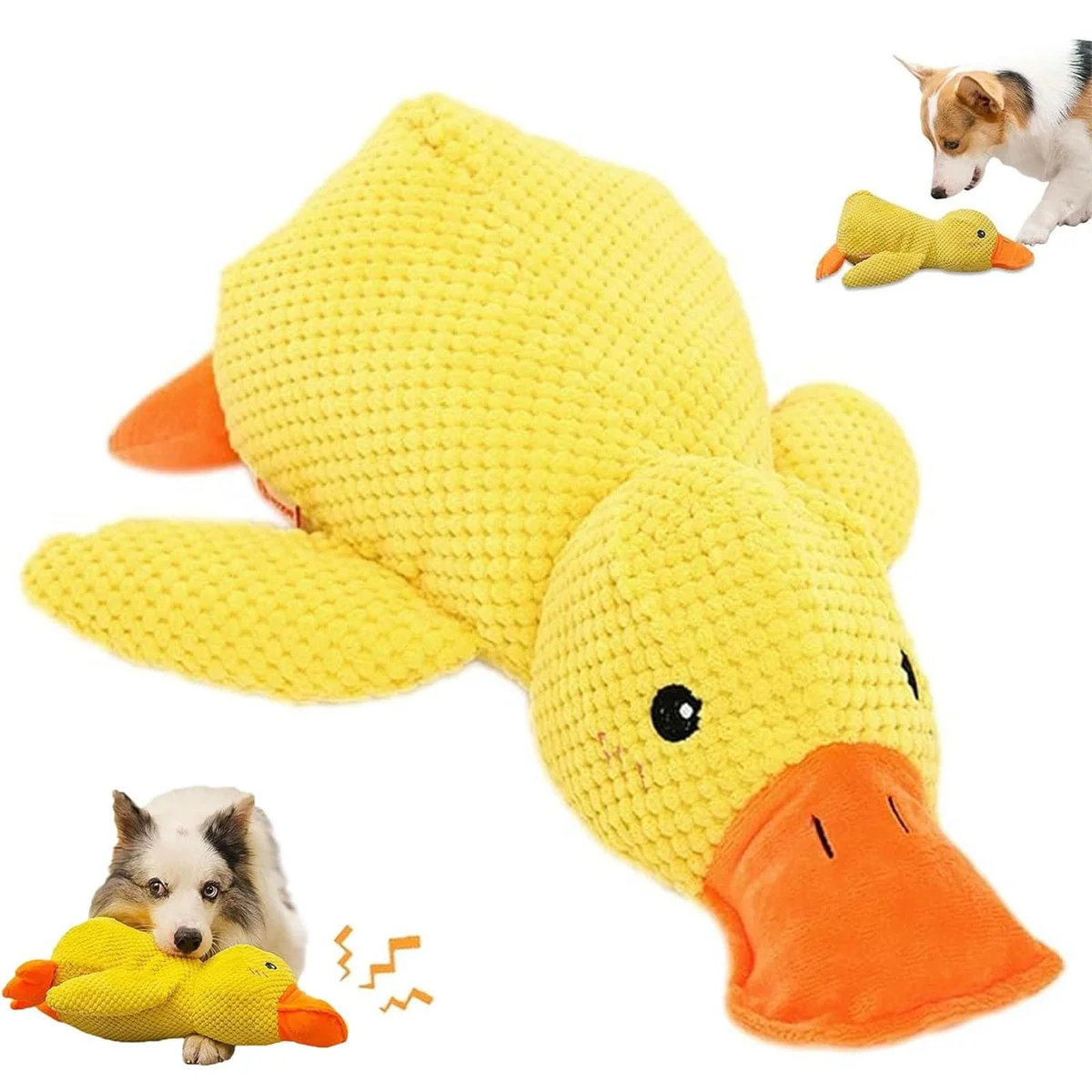 

Dog Calming Toy Plush Duck with Squeaker for Anxious Pets Bite Proof Chew Toy for Boredom Relief Indoor Puppy Entertainment