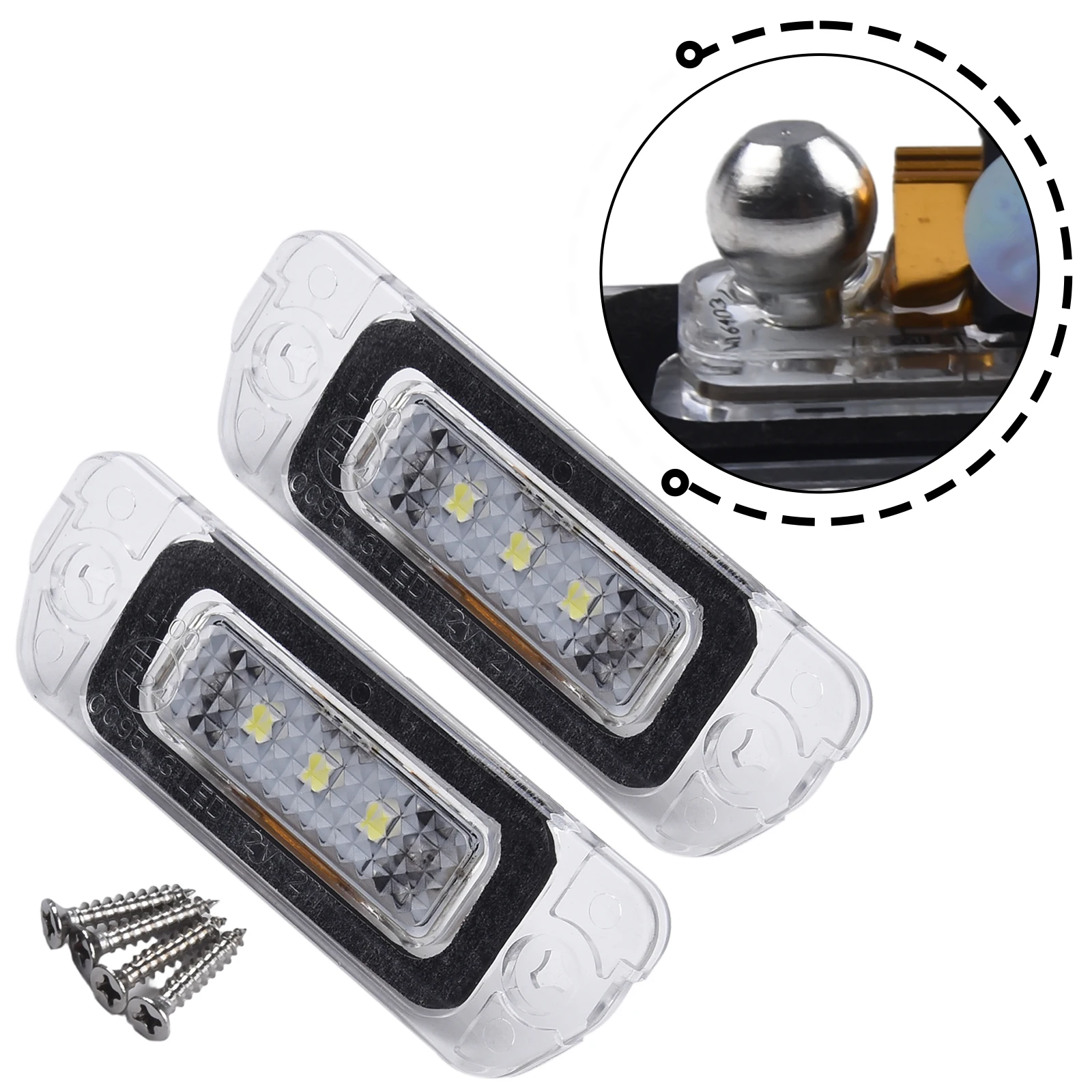 

2pcs White LED License Plate Light For For For For AMG ML GL R-class W164 W251 License Plate Light License Number Lamp ﻿