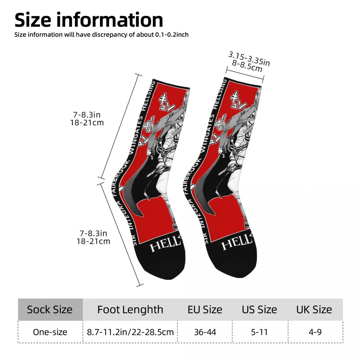 Vibes Men's Socks Vintage Harajuku Hellsing Street Style Novelty Pattern Crew Sock