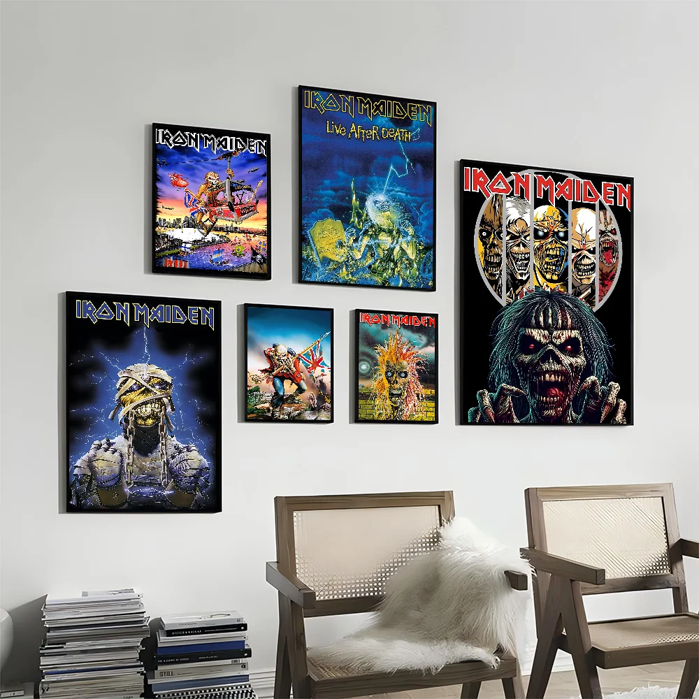 Band I-Iron M-Maiden Classic Vintage Posters Whitepaper Prints Posters Artwork Kawaii Room Decor