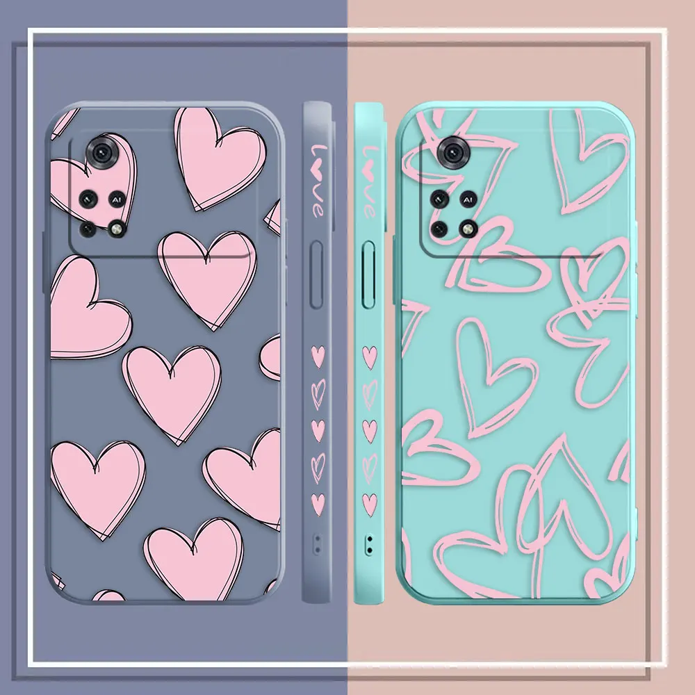 Fashion Pink Love Heart Phone Case For Xiaomi PCOO F3 F4 F5 M3 M4 M5 X3 X4 X5 MIX 3 4 X2 M2 GT Pro 4G 5G Case Funda