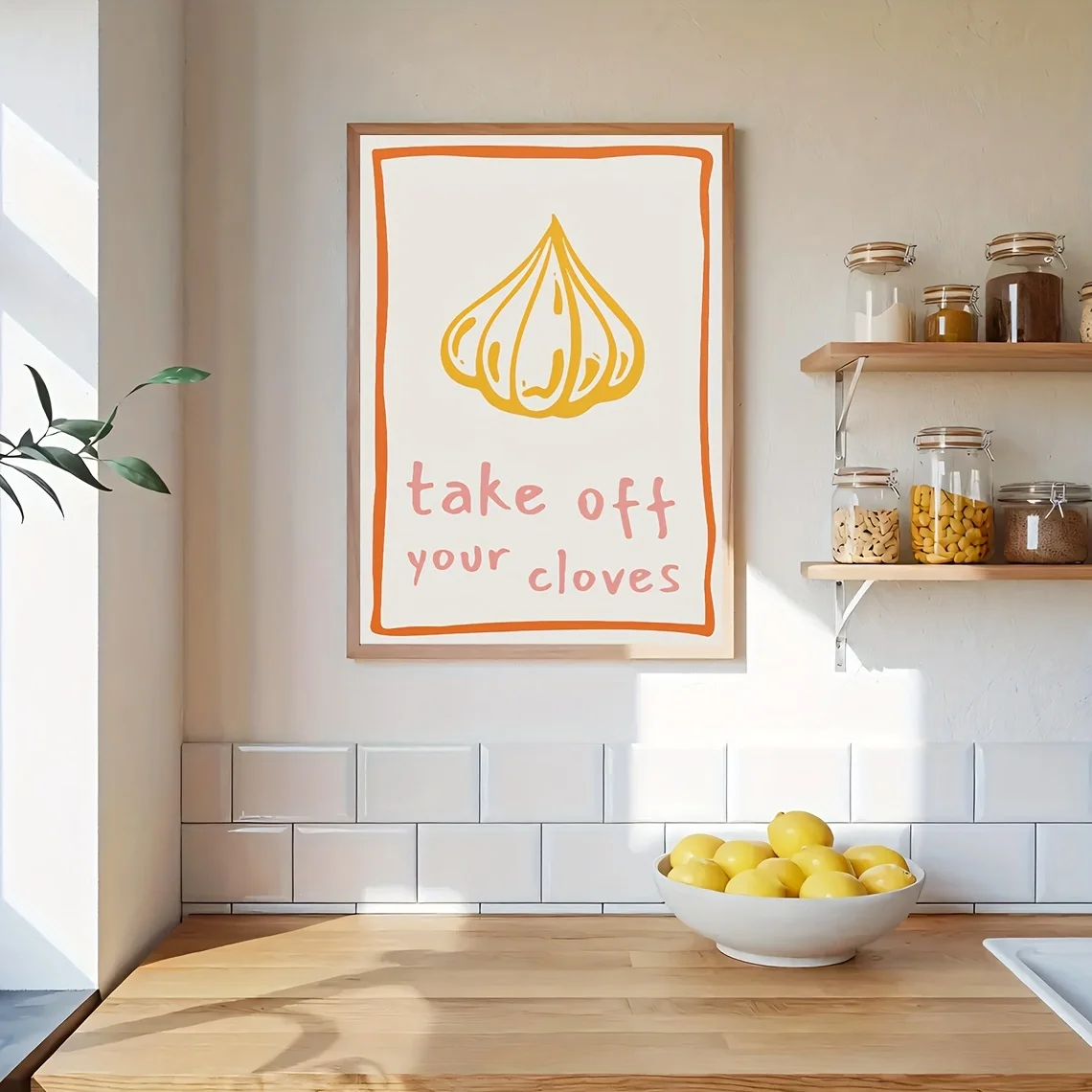 1pc Frameless Take Off Your Cloves kitchen Posters, Retro Aesthetic Kitchen Canvas Painting, Creative Wall Art, Birthday pres