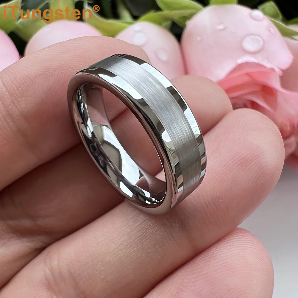 iTungsten 6mm 8mm 10mm Men Women Tungsten Carbide Ring Engagement Wedding Band Fashion Jewelry Matte Polished Finish Comfort Fit