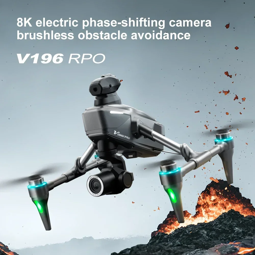 Edward V196 Fpv Drone 8K Professionale Doppia Fotocamera Brushless WIFI FPV Evitamento Ostacoli Flusso Ottico RC Pieghevole Quadcopter Giocattoli