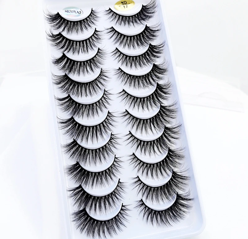 HBZGTLAD 10 Paar künstliche Nerz-Falsche Wimpern, natürliches langes Make-up, 3D-Nerzwimpern, Verlängerungswimpern, kurze Nerzwimpern für Schönheit – Detail 4