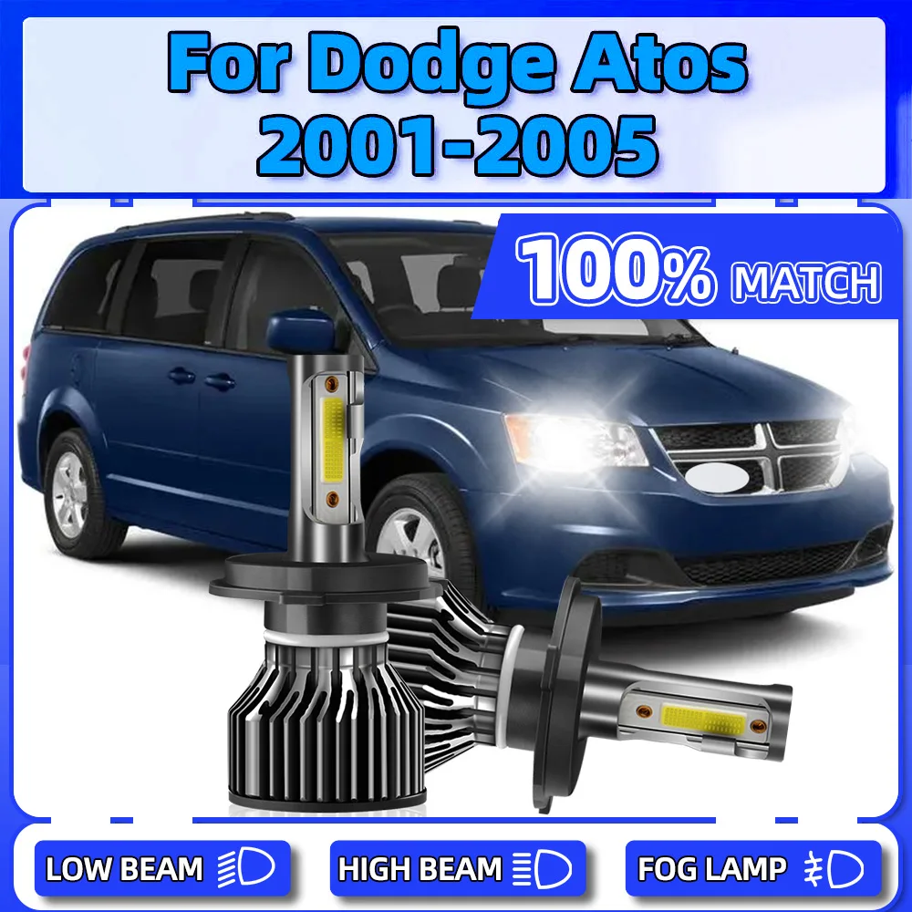 

2Pcs 20000LM LED Headlight Bulbs 12V High Low Beam Car Head Lamps 6000K Auto Lights For Dodge Atos 2001 2002 2003 2004 2005