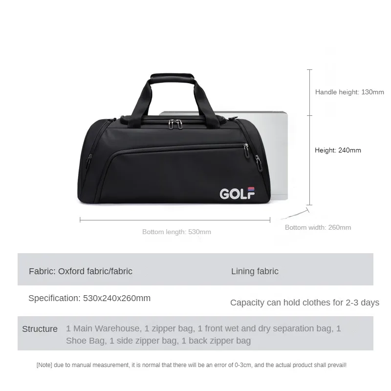 Imagem -05 - Golf Seco Molhado Separação Fitness Bolsa Homens de Treinamento Esportes Bolsa Curta Distância Viagem de Negócios Grande Capacidade Bagagem Bolsa Viagem